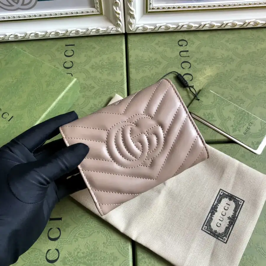 G Brand Card Holder with Retro Gold Metal Accents