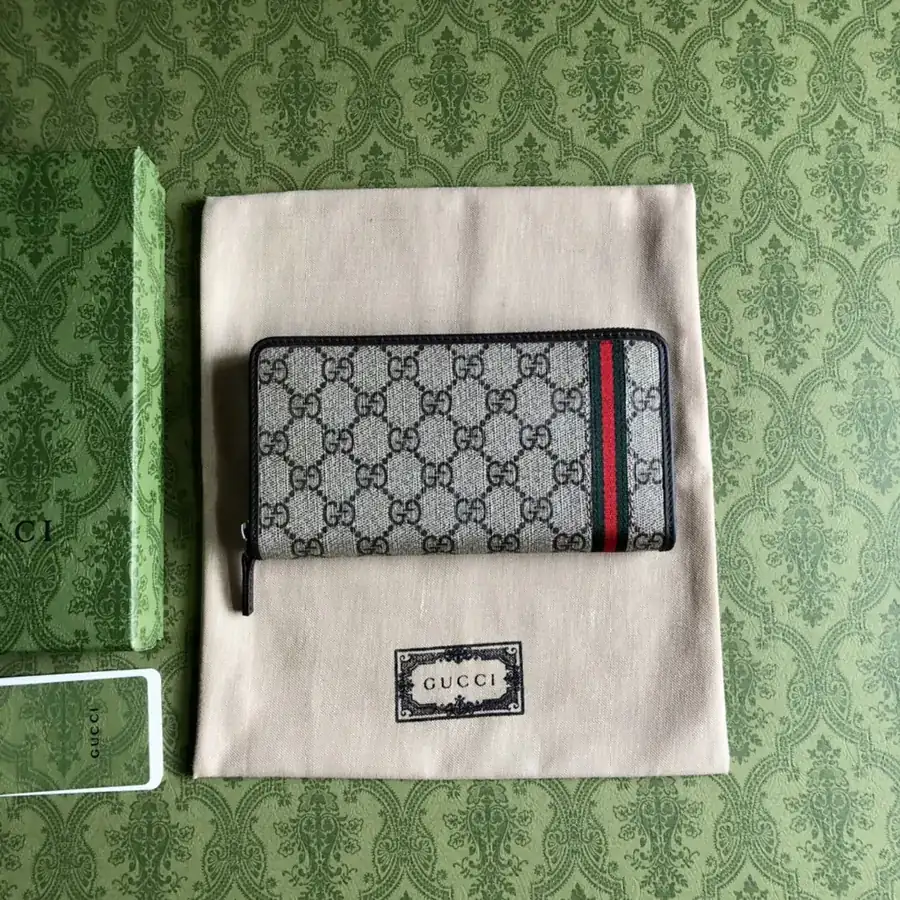 Premium Wallet with Genuine Leather Trim and Brand Web Stripe