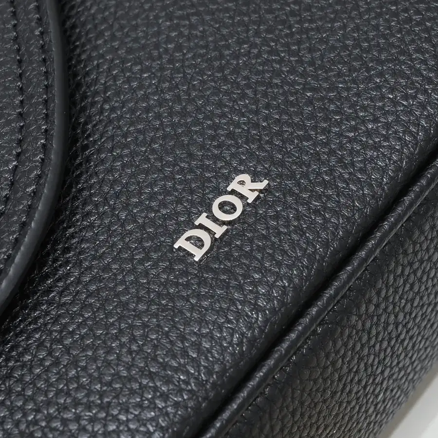 Mini Saddle Messenger Bag in Black Grained Calfskin
