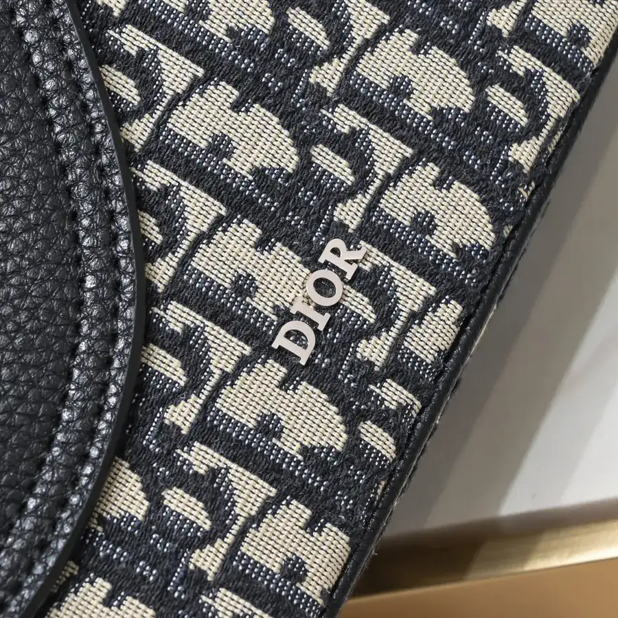 DIOR Mini Saddle Messenger Bag in Black Grained Calfskin