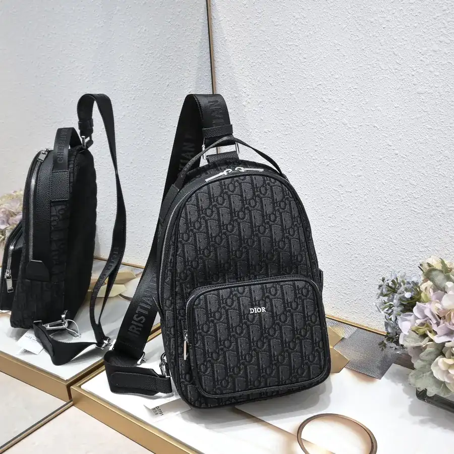 Rider Inspired Oblique Print Crossbody Bag Black