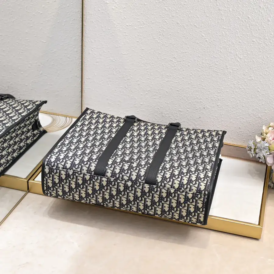 East West Handbag with Black Oblique Print