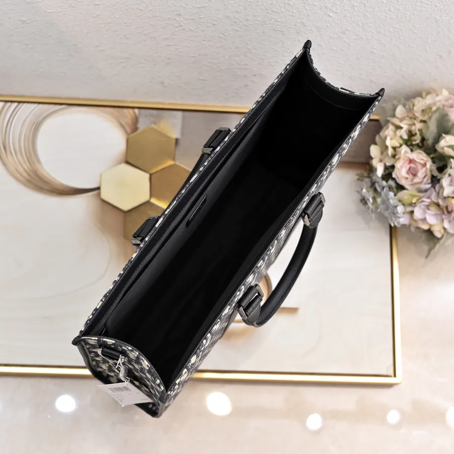 East West Handbag with Black Oblique Print