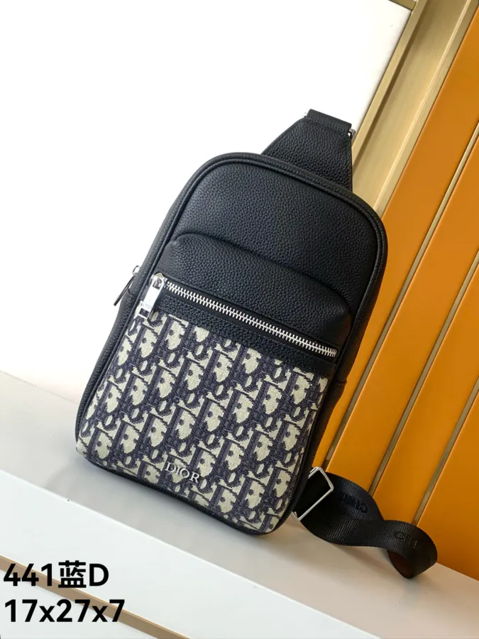 Blue D Bucket Bag Premium Leather Crossbody