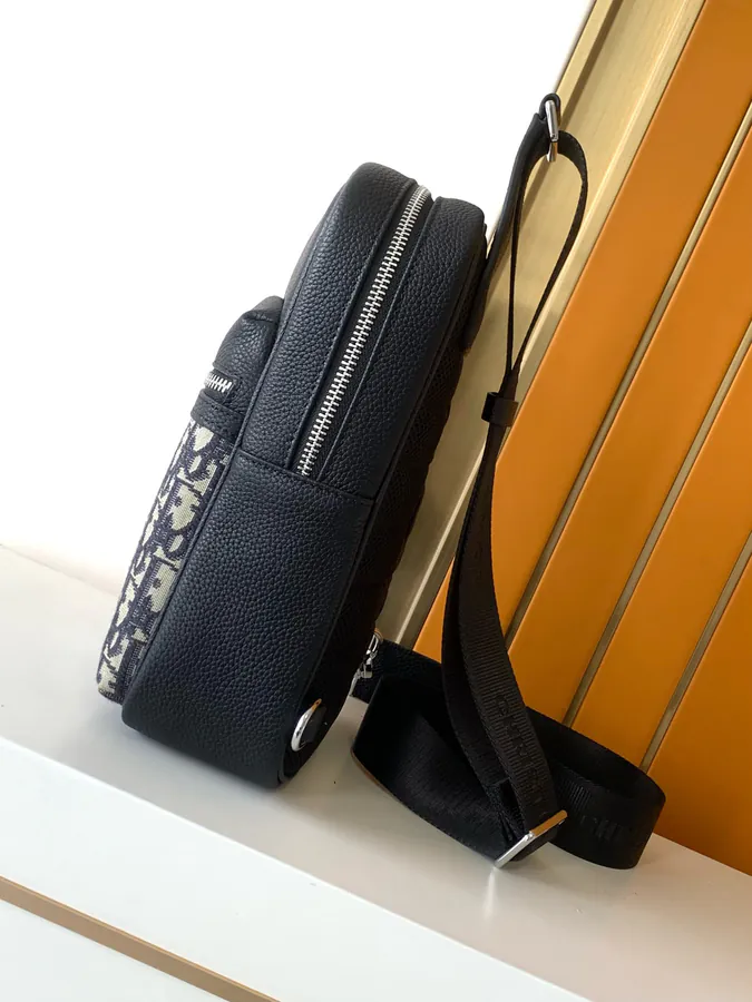Blue D Bucket Bag Premium Leather Crossbody