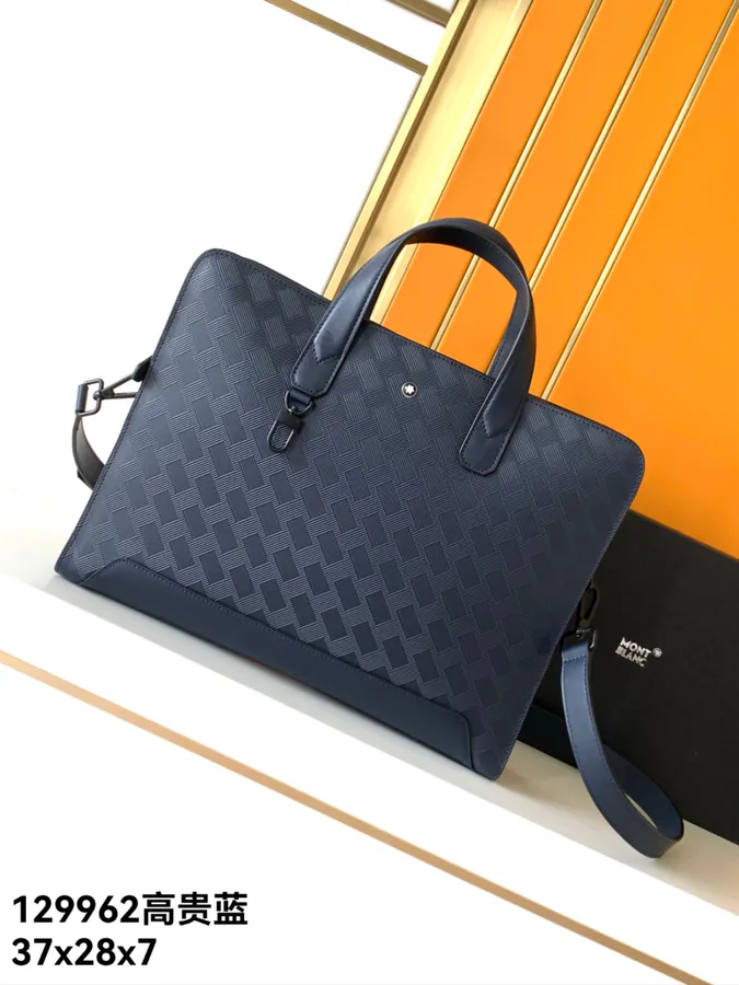 Montblanc Classic Craft Series Executive Briefcase in Premium Blue Grained Calfskin