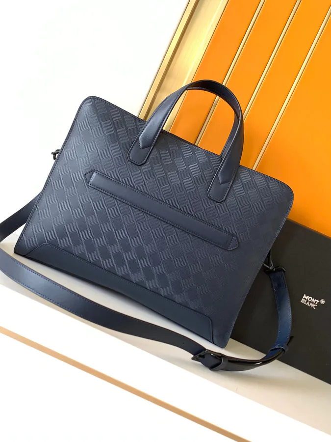 Montblanc Classic Craft Series Executive Briefcase in Premium Blue Grained Calfskin