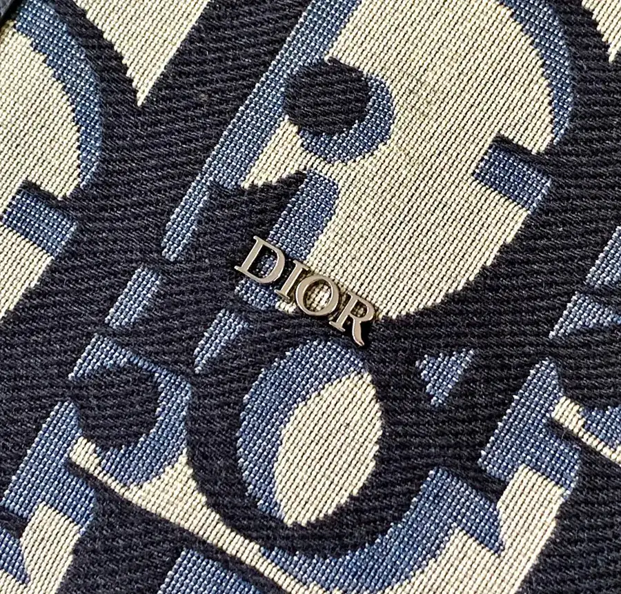 New 232# Blue D Bag Saddle Tote with Luxury Black Grained Calfskin