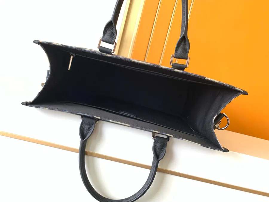 New 232# Blue D Bag Saddle Tote with Luxury Black Grained Calfskin