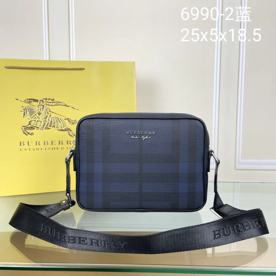 BURBERRY Navy Blue Bucket Bag