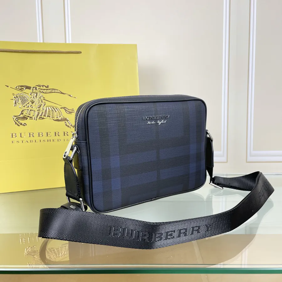 BURBERRY Navy Blue Bucket Bag