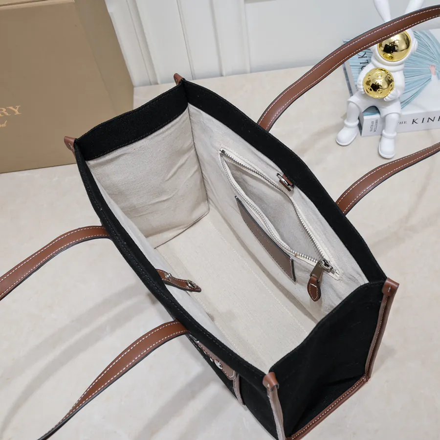 B House Freya Italian Tote Bag with Dual Color Canvas and Leather