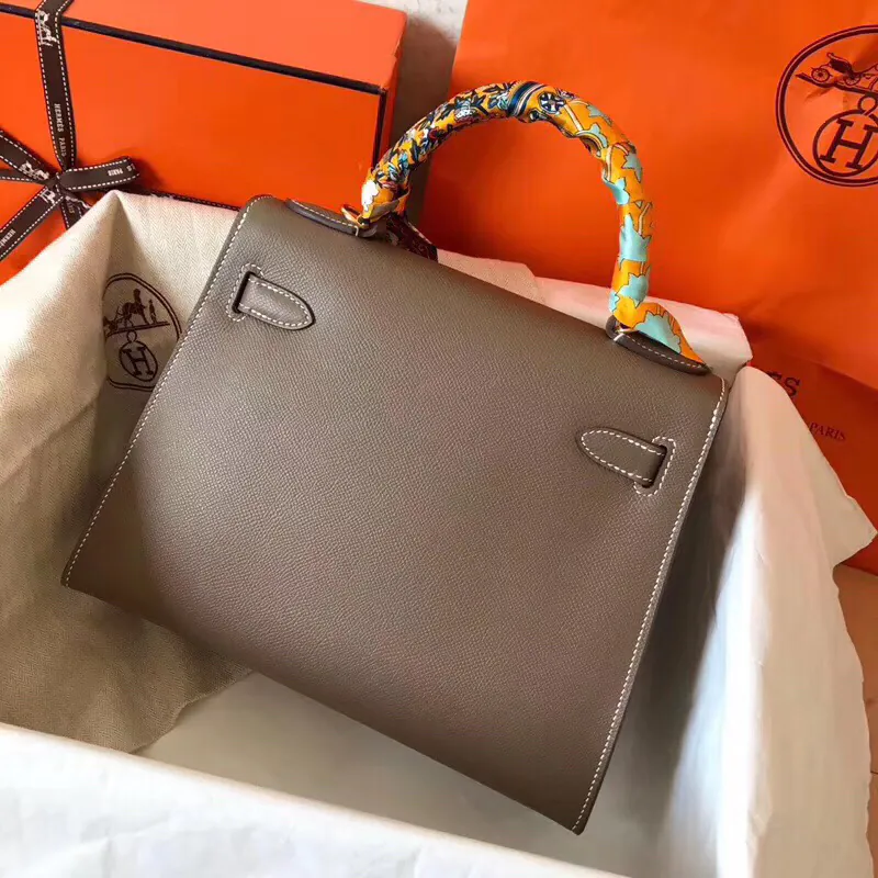 Hermes Classic Handbag Grained Calfskin, Versatile Carry