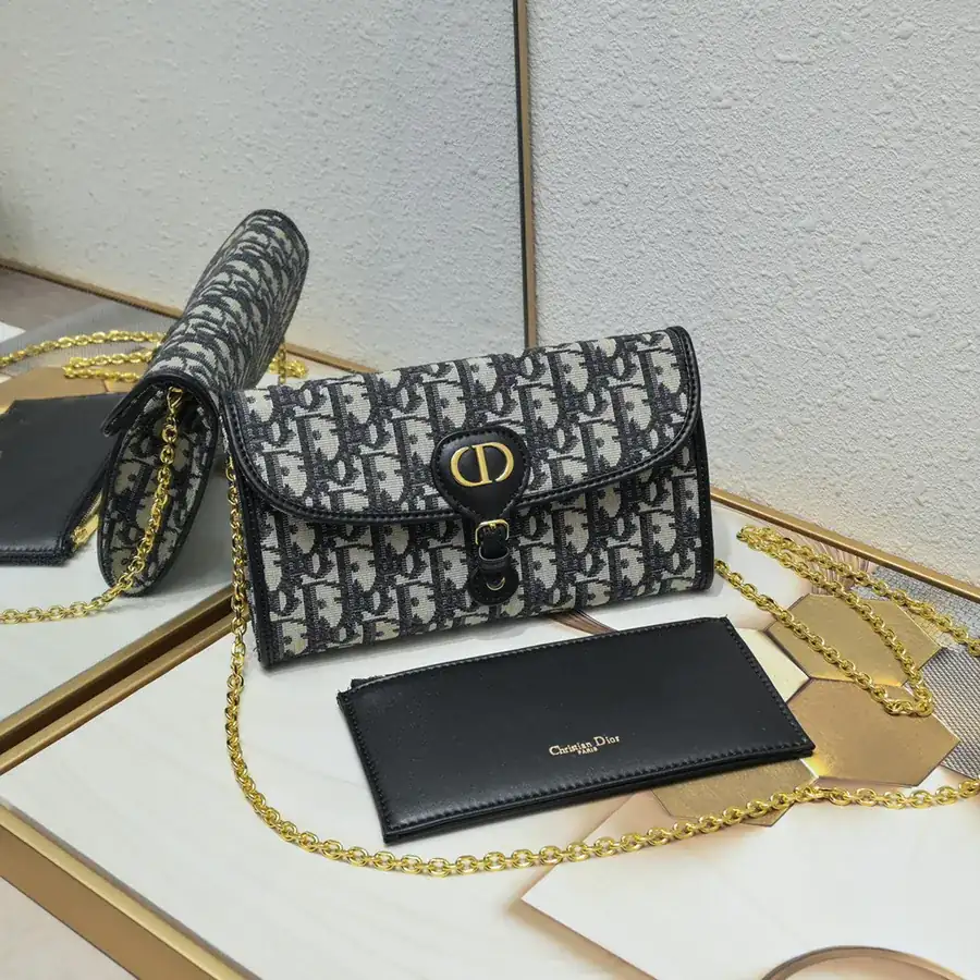 Dior Bobby East West Chain Handbag with Blue Oblique Print