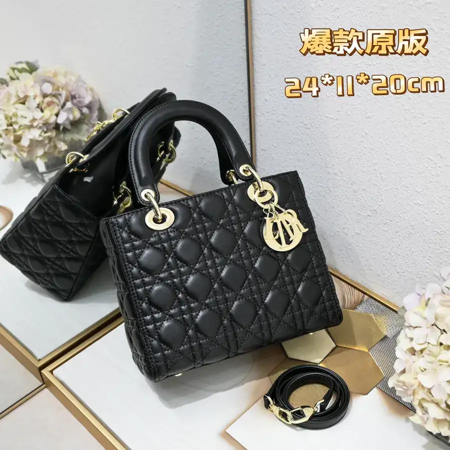 My Lady Black Grained Calfskin Crossbody Bag