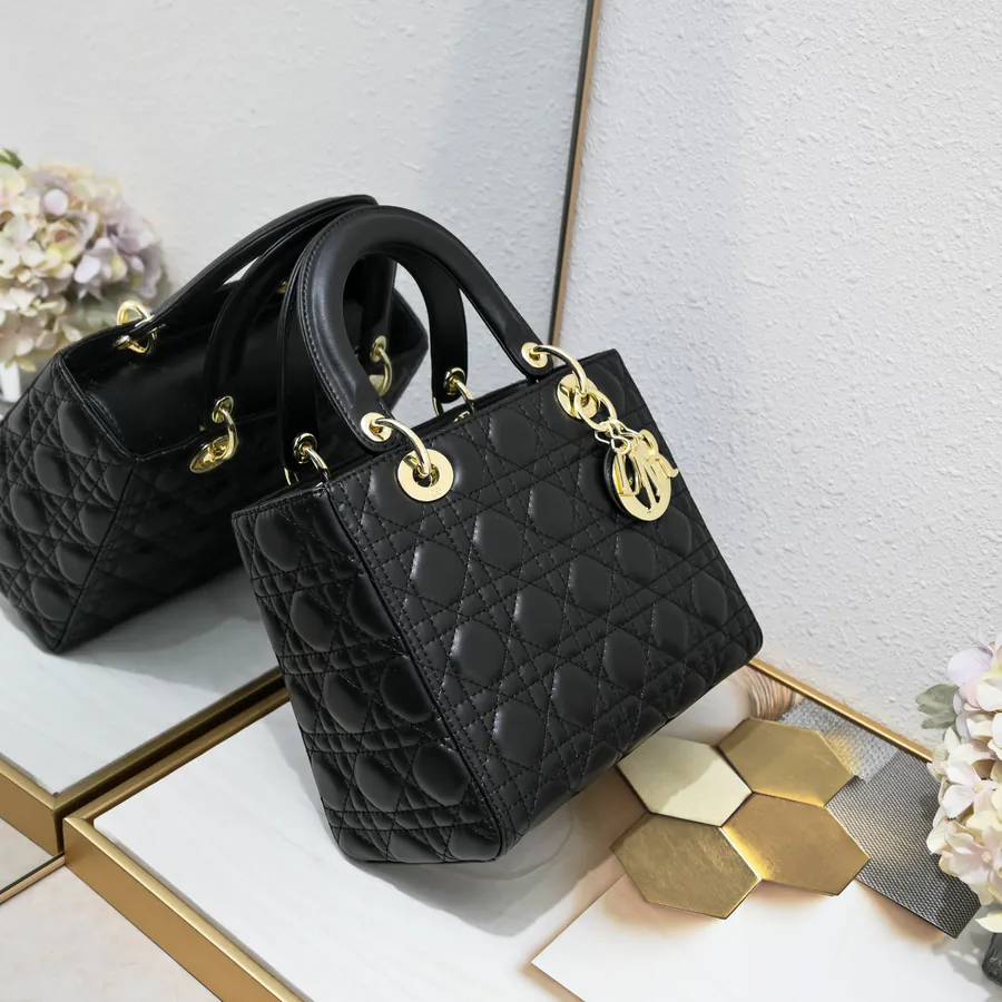 My Lady Black Grained Calfskin Crossbody Bag