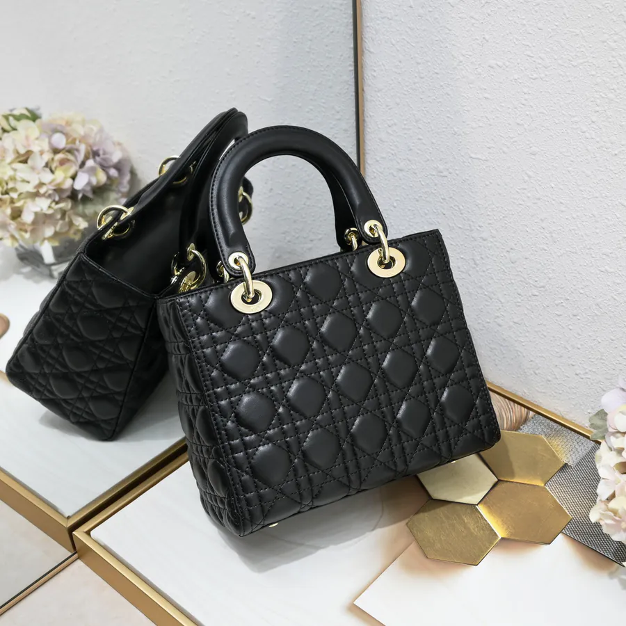 My Lady Black Grained Calfskin Crossbody Bag