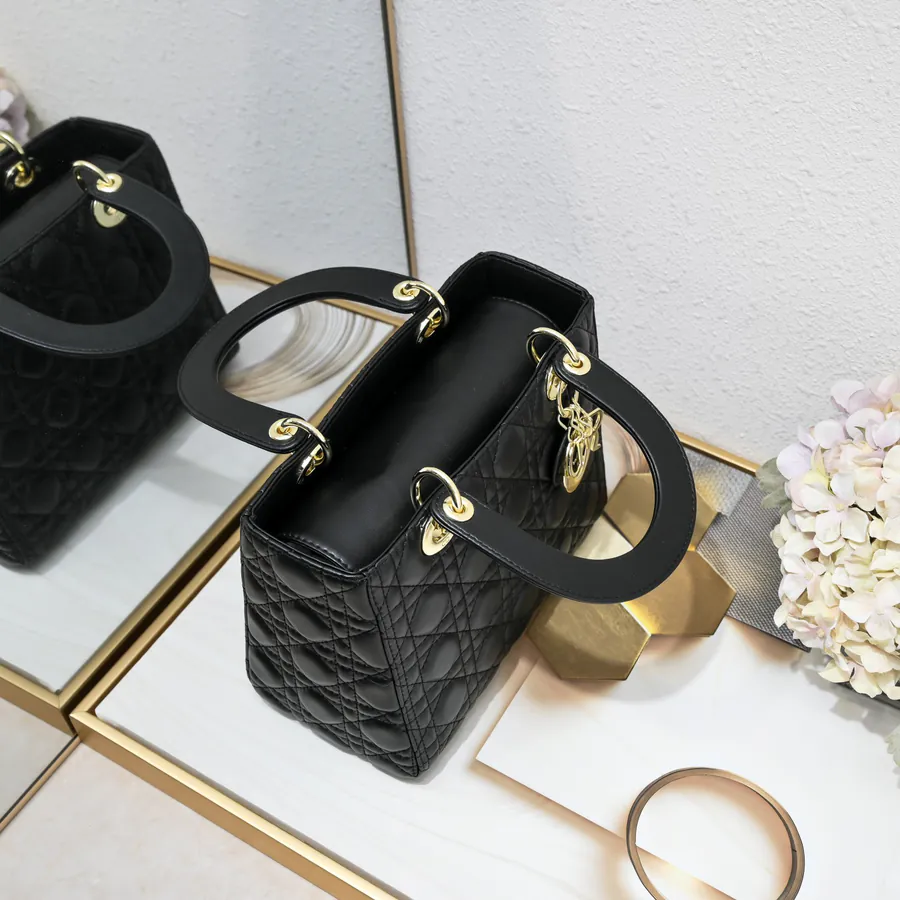 My Lady Black Grained Calfskin Crossbody Bag