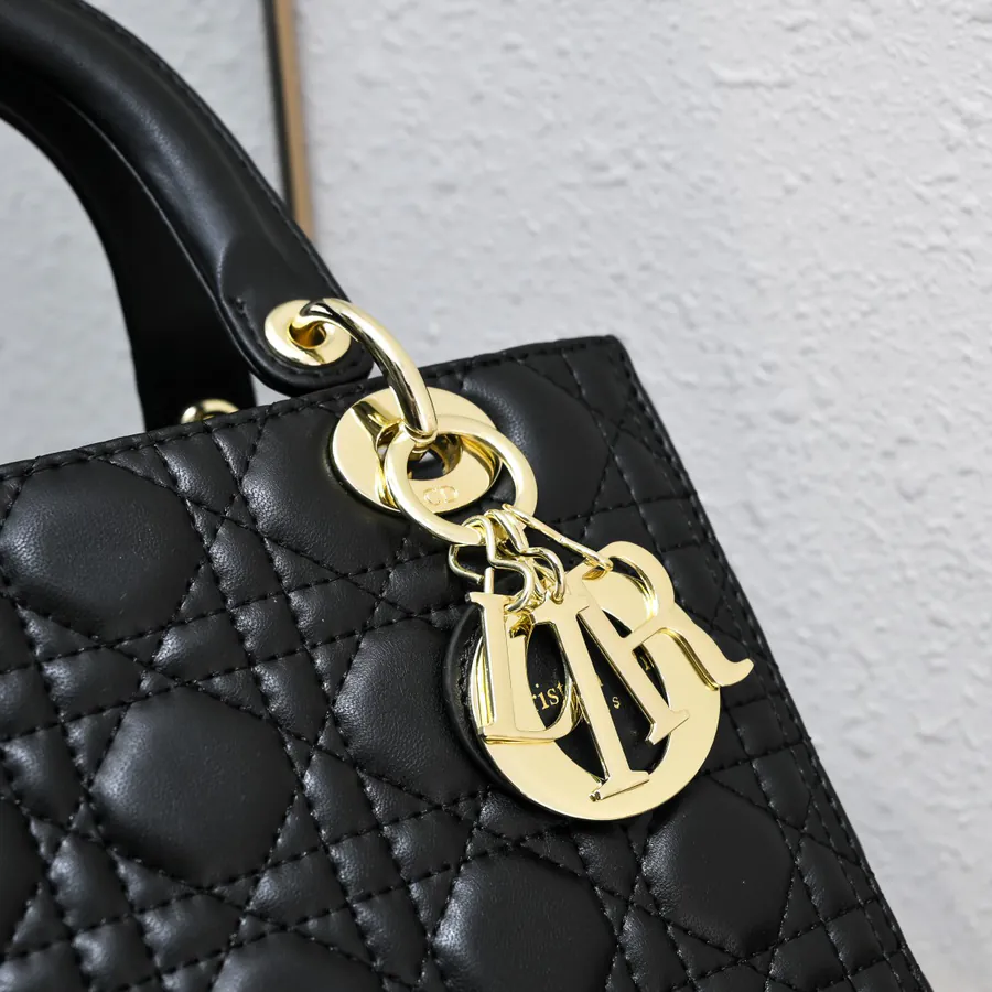 My Lady Black Grained Calfskin Crossbody Bag