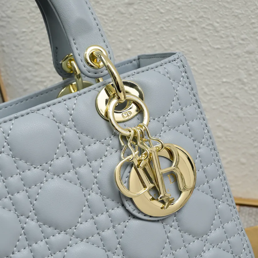 My Lady Blue Grained Calfskin Crossbody Bag