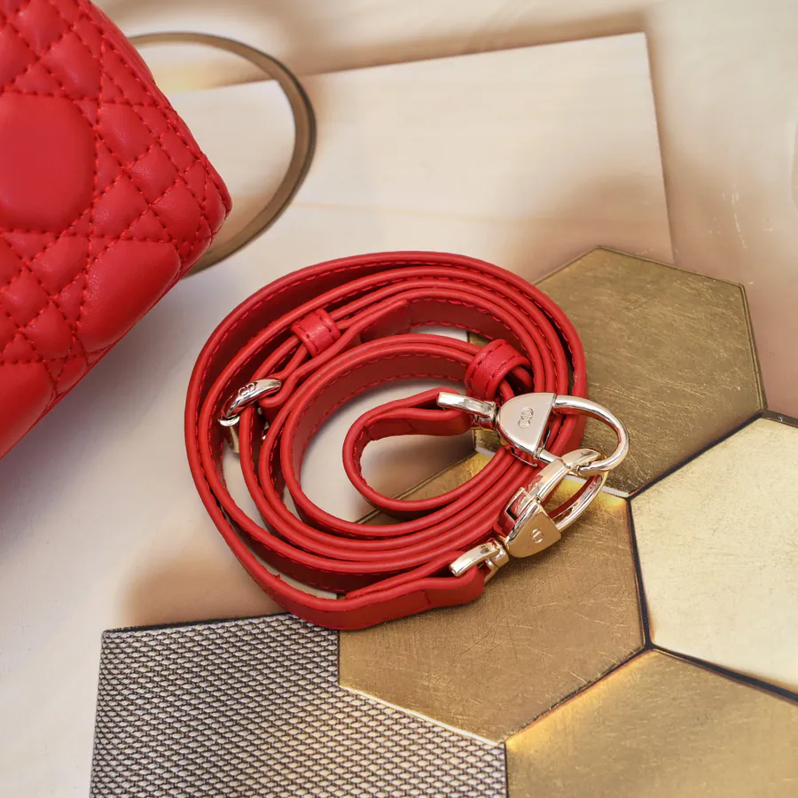 My Lady Red Five Panel Leather Bucket Bag