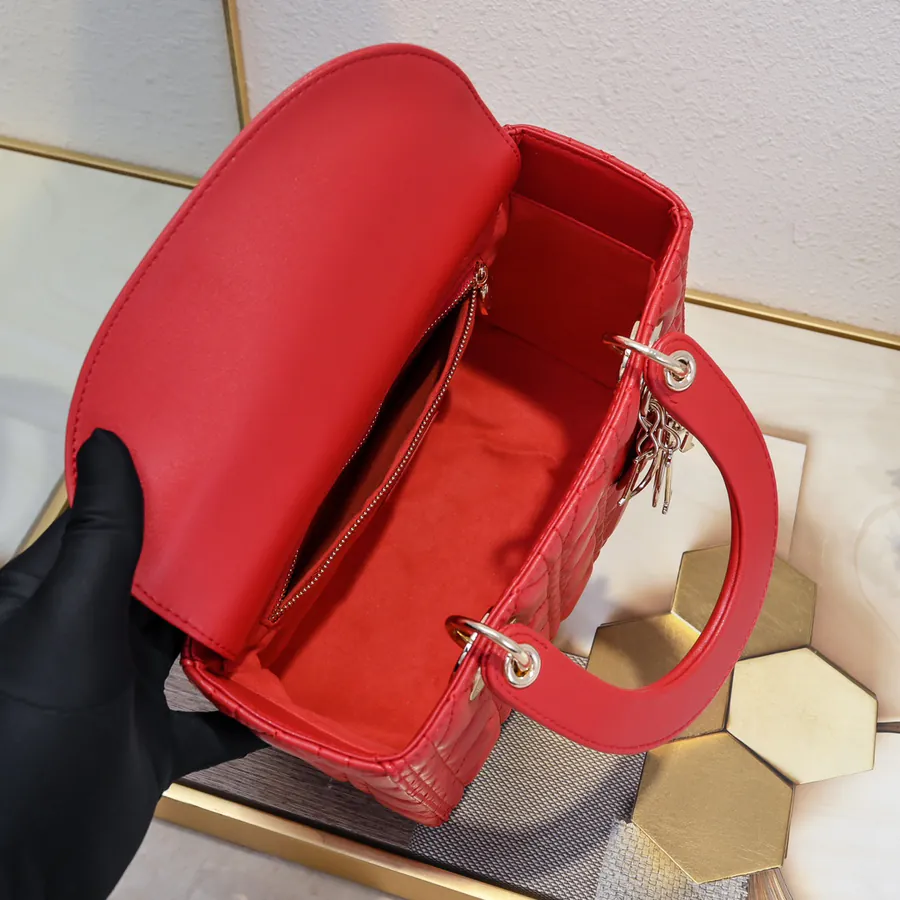My Lady Red Five Panel Leather Bucket Bag