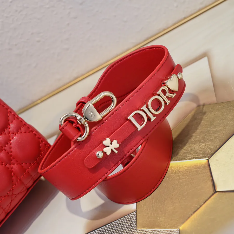 My Lady Four Compartment Red Calfskin Bag with Gold Hardware