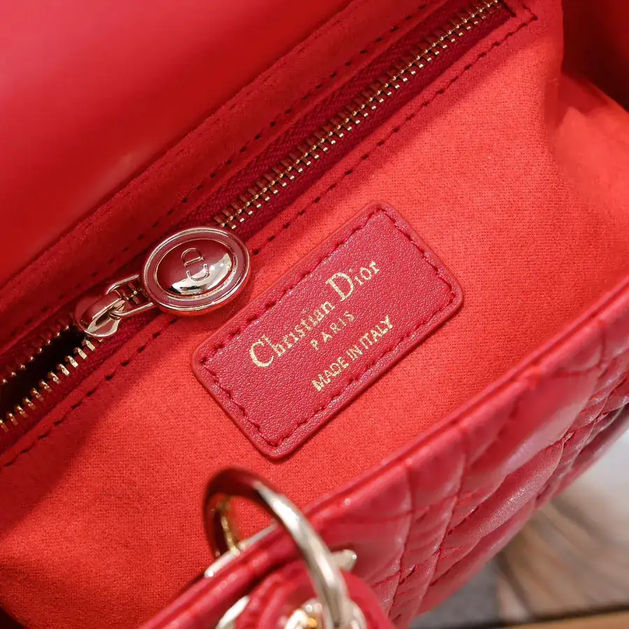 My Lady Four Compartment Red Calfskin Bag with Gold Hardware