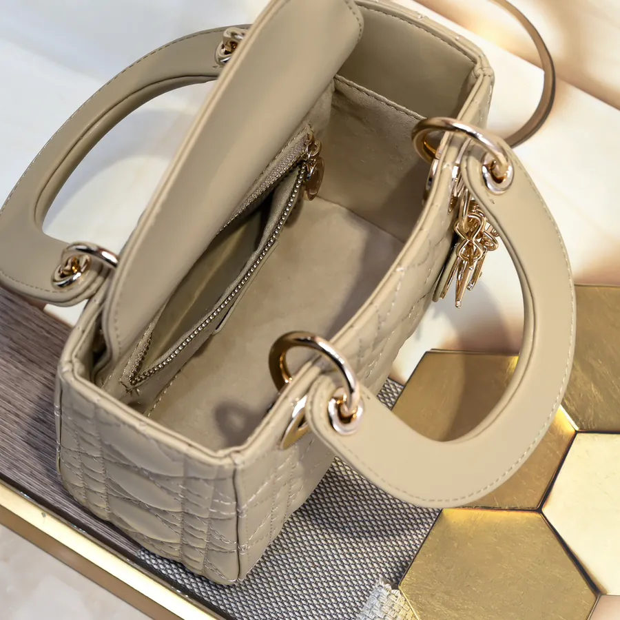Dai Fei Bucket Bag in Apricot with Gold Trim