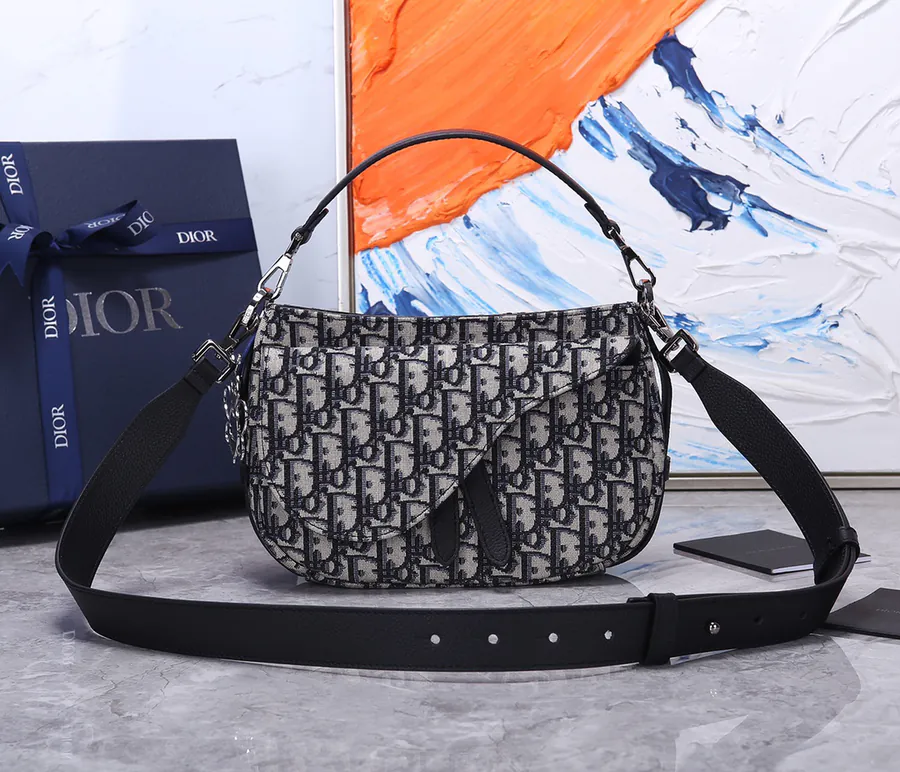 Dior 2020 Men's Canvas Bucket Bag with Classic Oblique Print