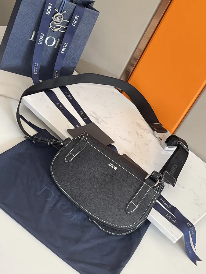 Top Original Saddle Handbag Black Oblique Print, Daily Use