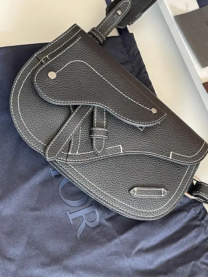 Top Original Saddle Handbag Black Oblique Print, Daily Use