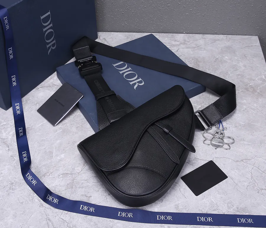 DIOR Saddle Bag Black Grained Calfskin
