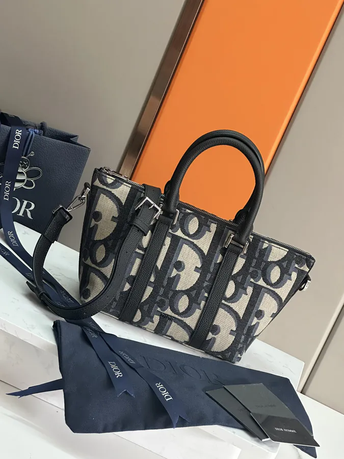 Dior Weekender 25 Handbag Premium Leather with Oblique Print