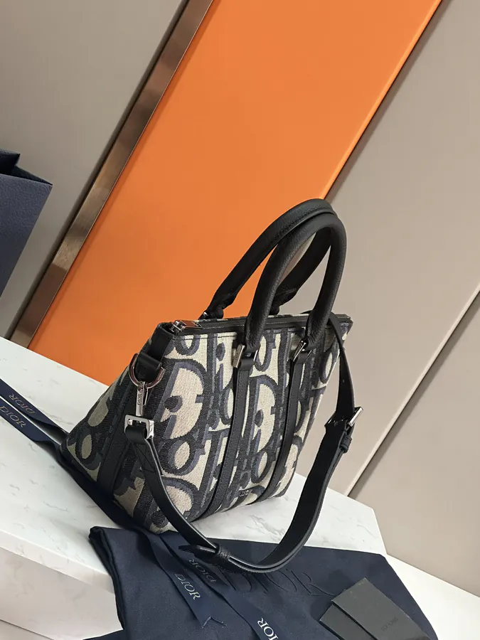 Dior Weekender 25 Handbag Premium Leather with Oblique Print