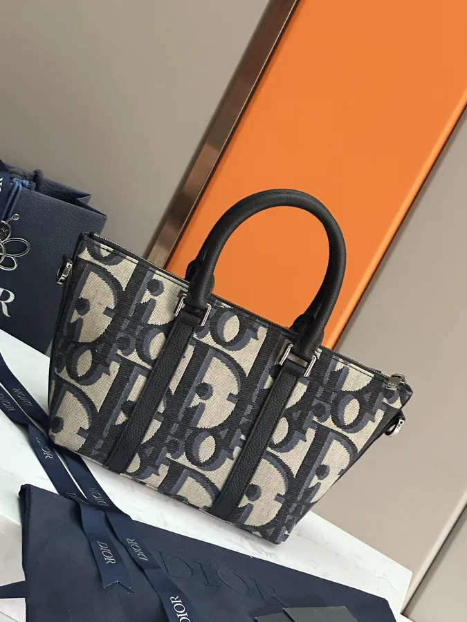 Dior Weekender 25 Handbag Premium Leather with Oblique Print