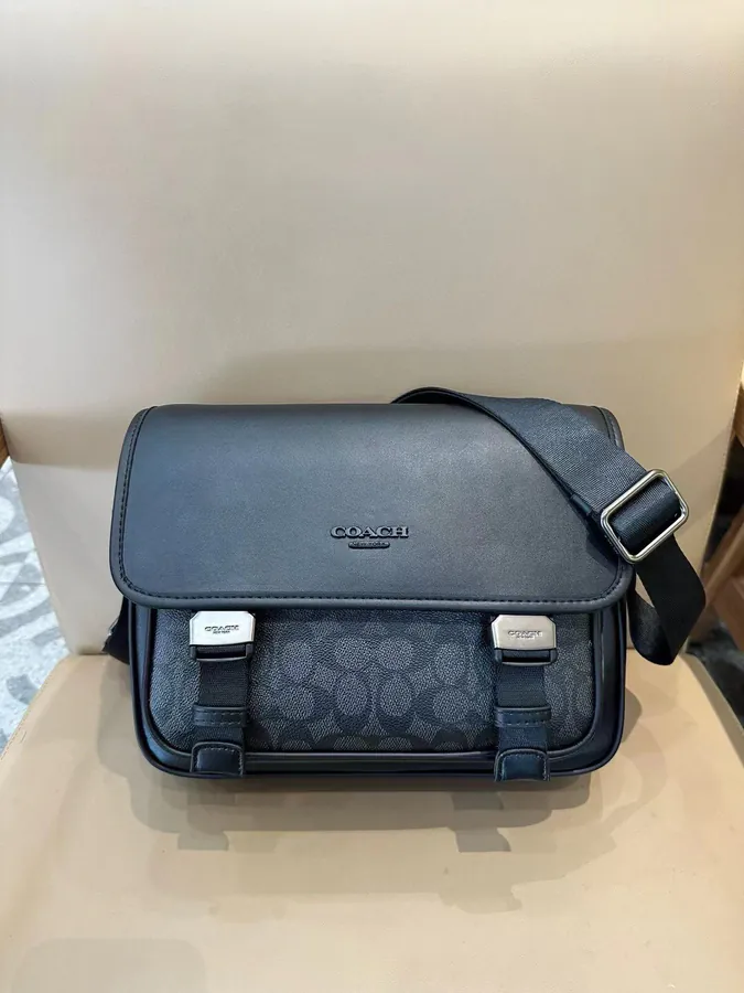 COACH Men's Classic Logo Canvas RACER Messenger Bag