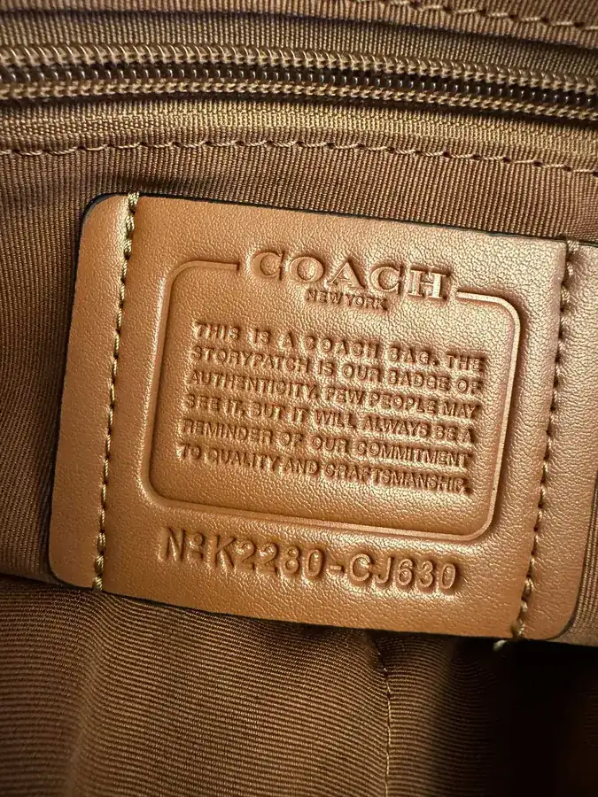 COACH Liam Compact Briefcase Classic Logo, Leather Material