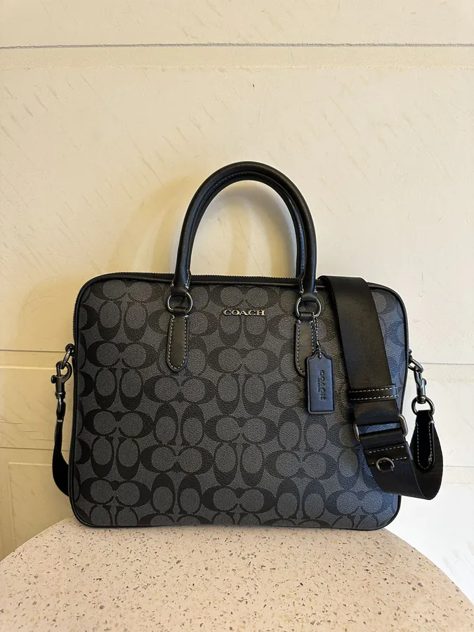 COACH LIAM Compact Briefcase Classic Logo, Premium Material