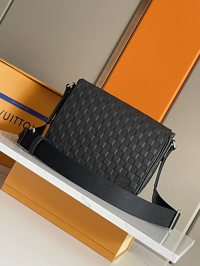 District Mini Messenger Bag with Damier Infini Canvas and Leather Trim