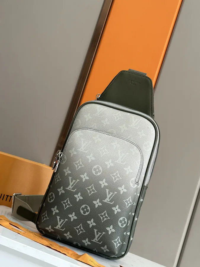 Avenue Shoulder Bag Monogram Macassar Canvas and Leather Trim