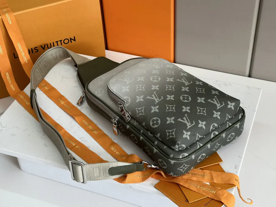 Avenue Shoulder Bag Monogram Macassar Canvas and Leather Trim