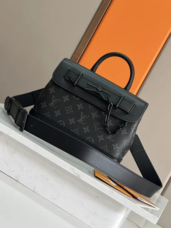 Louis Vuitton Steamer Small Handbag Monogram Eclipse Canvas