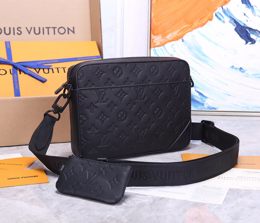 New Arrivals M69827 Full Leather Pressed DUO Messenger Bag
