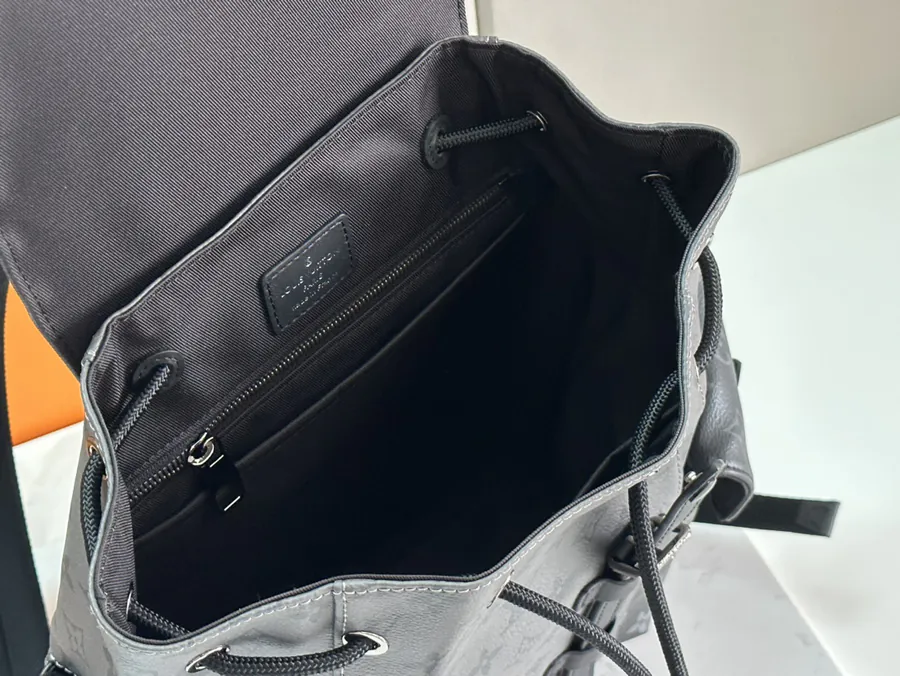 Christopher Mini Backpack with Leather Trim and Monogram Eclipse Reverse Canvas