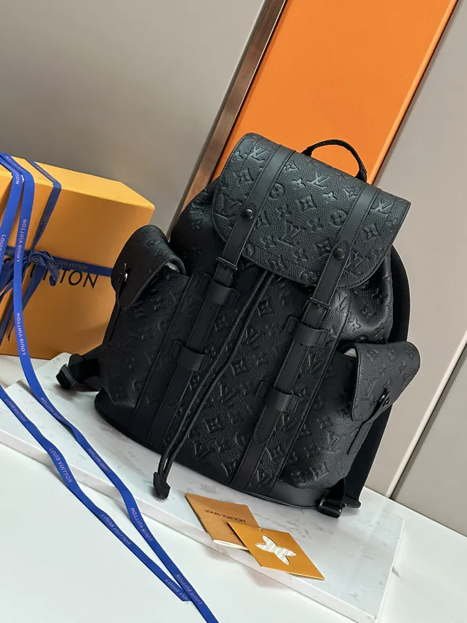 Christopher Small Backpack with Monogram Eclipse Reverse Canvas and Leather Trim