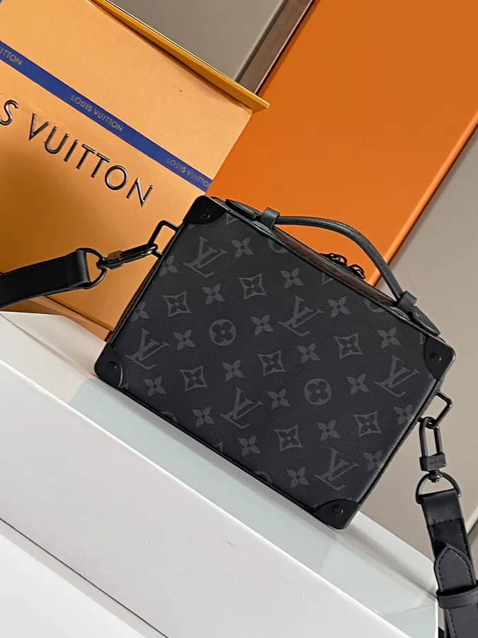 Louis Vuitton Handle Soft Trunk Mini Travel Bag with Leather Trim and Monogram Macassar Canvas