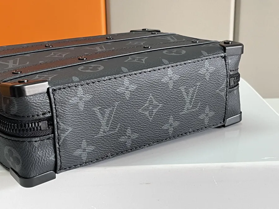 Louis Vuitton Handle Soft Trunk Mini Travel Bag with Leather Trim and Monogram Macassar Canvas