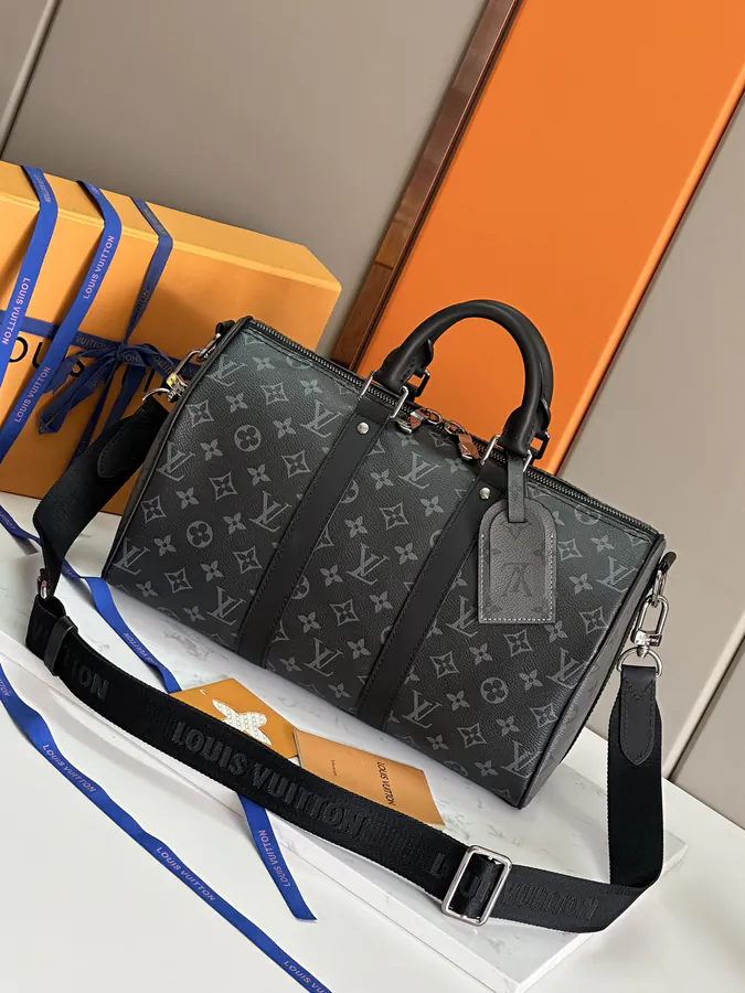 Keepall Bandoulière 35 Handbag with Monogram Eclipse Coated Canvas and Leather Trim