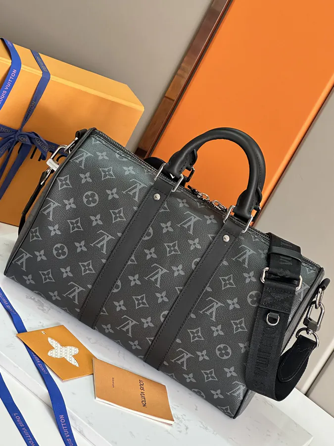 Keepall Bandoulière 35 Handbag with Monogram Eclipse Coated Canvas and Leather Trim